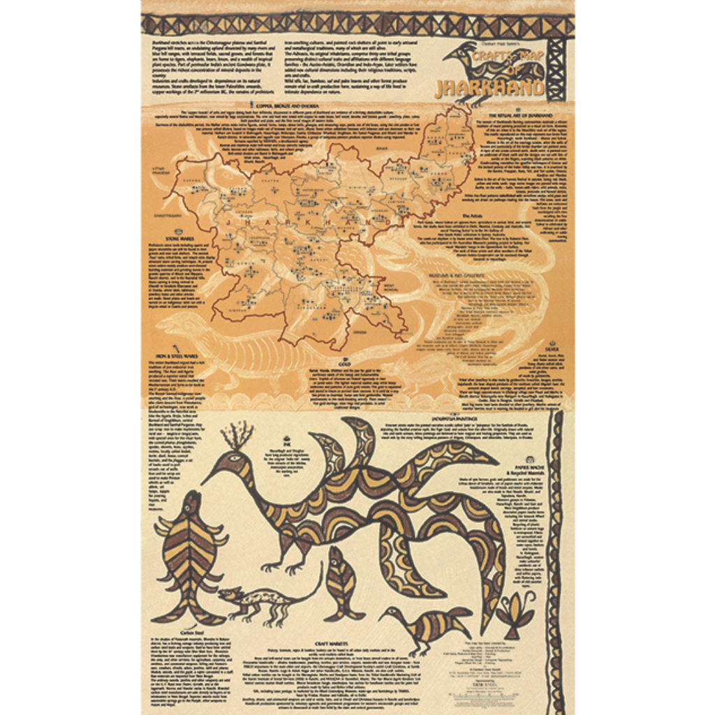Crafts & Textiles Map of Jharkhand-Double Side Print