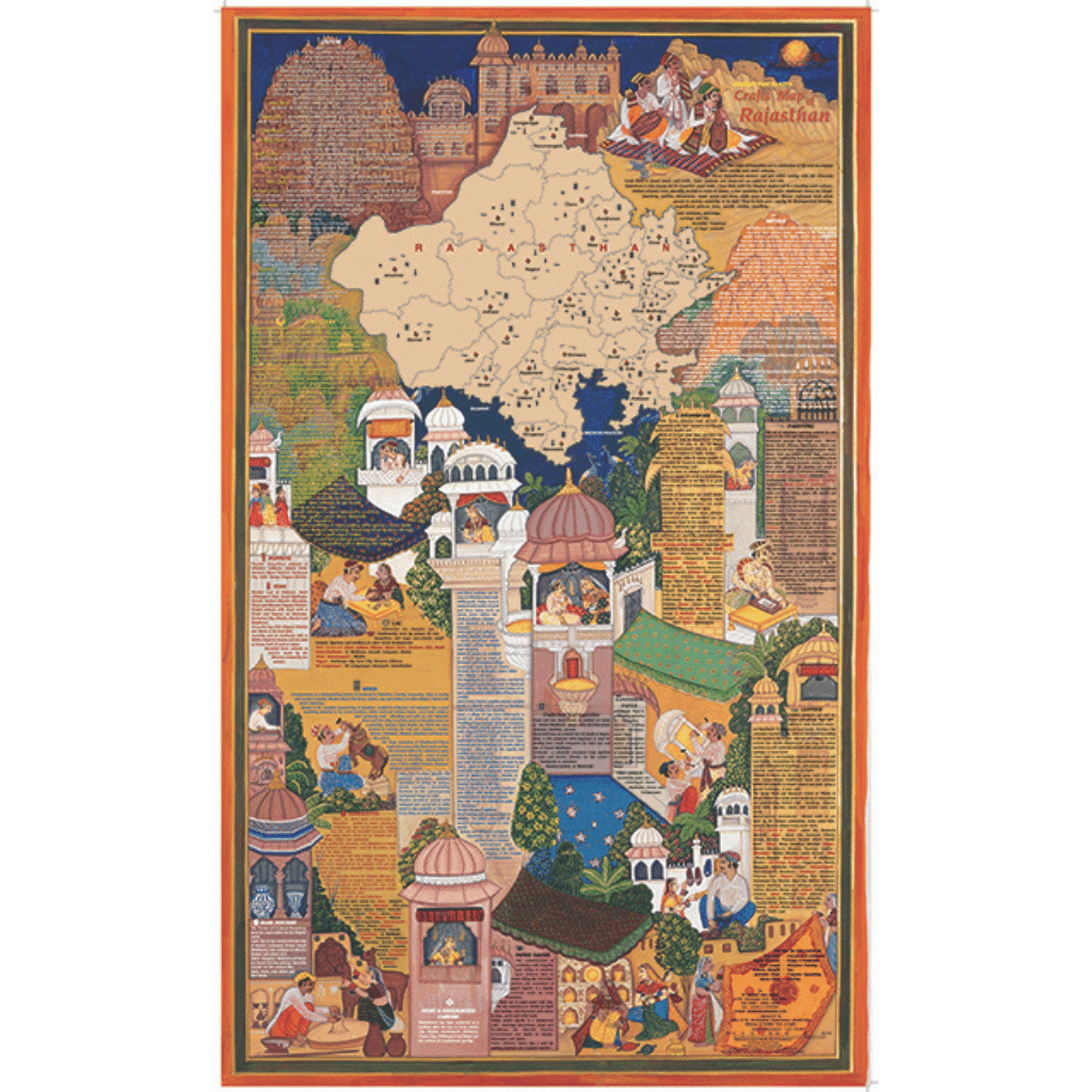 Crafts & Textiles Map of Rajasthan, Double Side Print