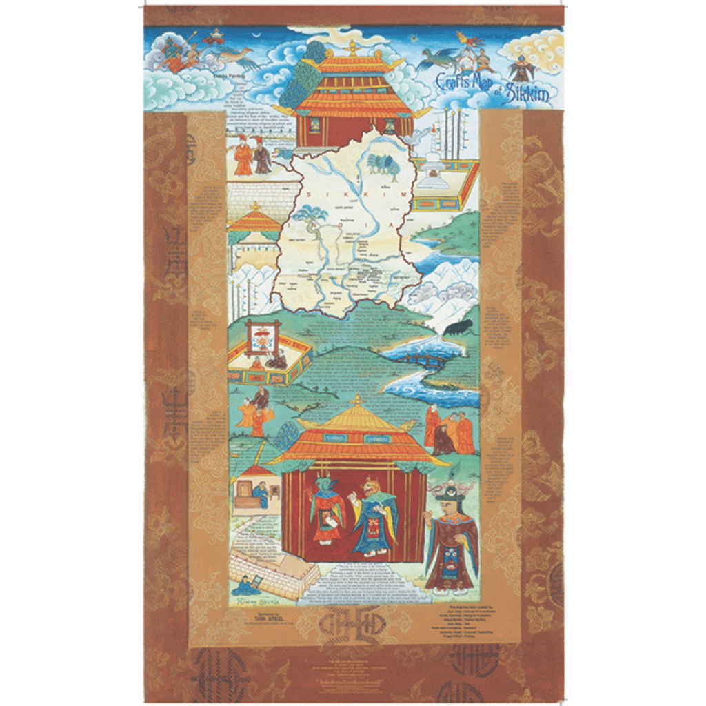 Crafts & Textiles Map of Sikkim, Single Side Print - Front