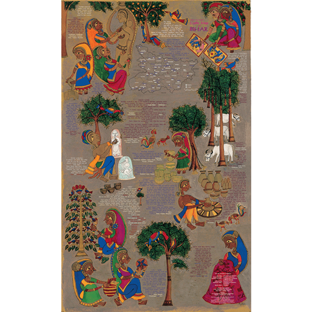 Crafts & Textiles Map of Bihar, Single Side Print - Front
