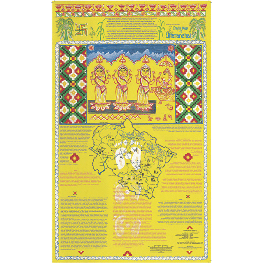 Crafts & Textiles Map of Uttaranchal, Single Side Print- Front