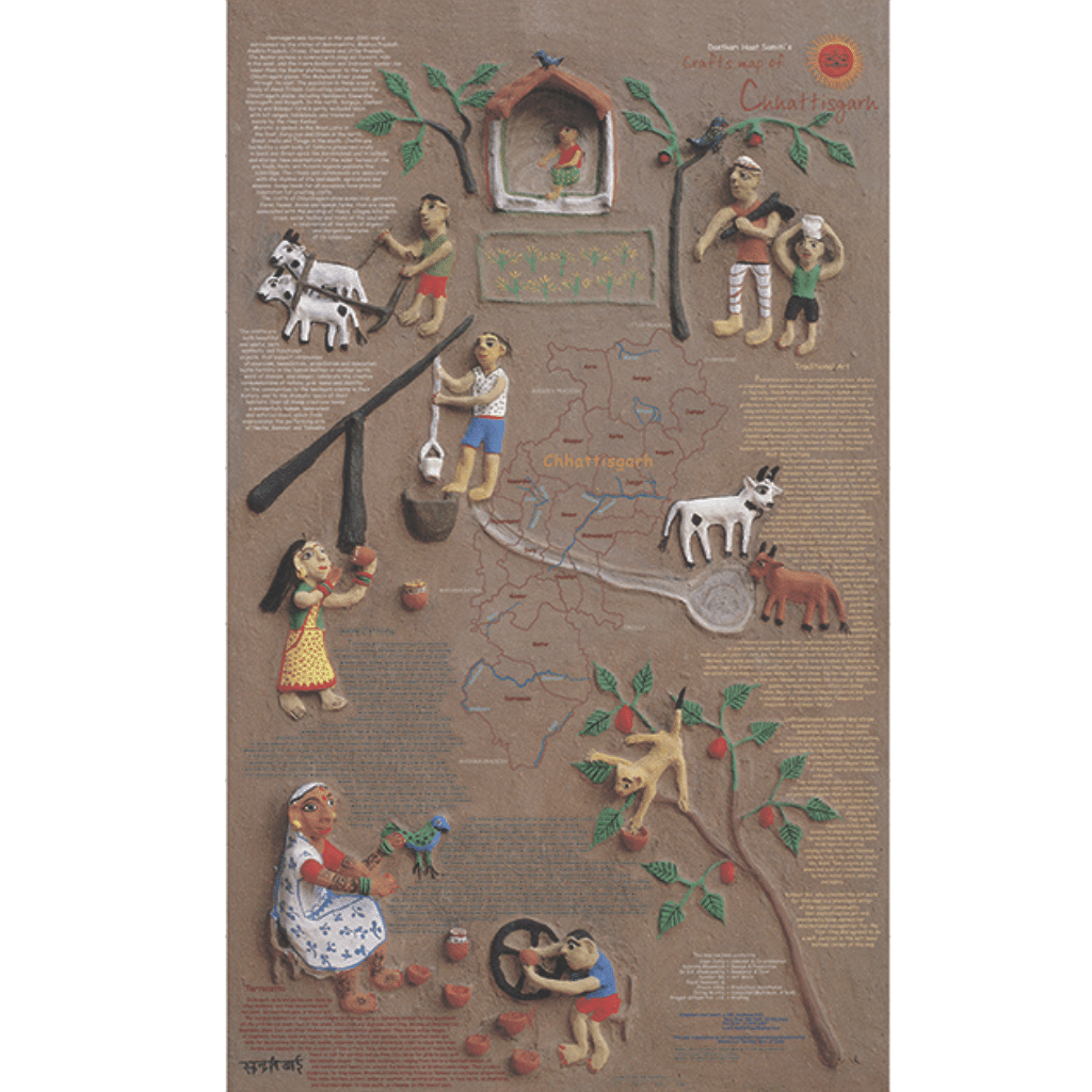 Crafts & Textiles Map of Chhattisgarh, Single Side Print - Front