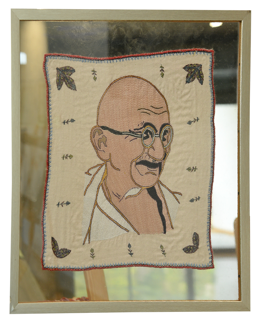 Mahatma Gandhi's Portrait - Sujni Embroidery