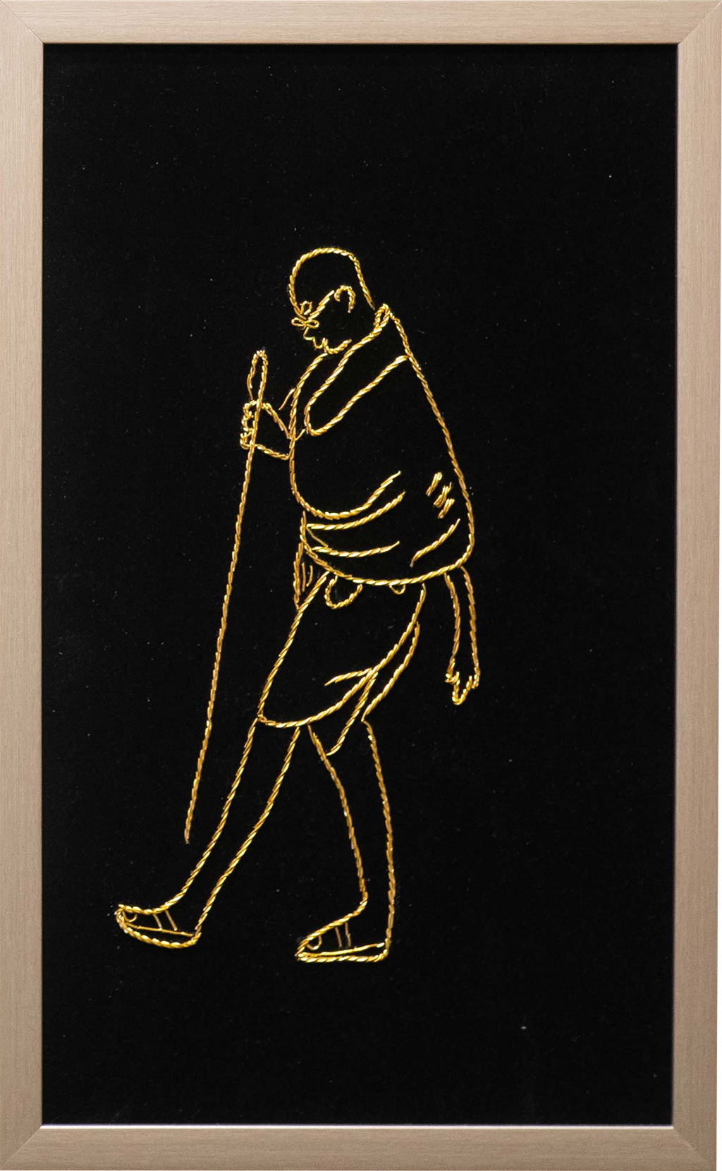 Mahatma Gandhi's Portrait - Zari Embroidery on Cloth