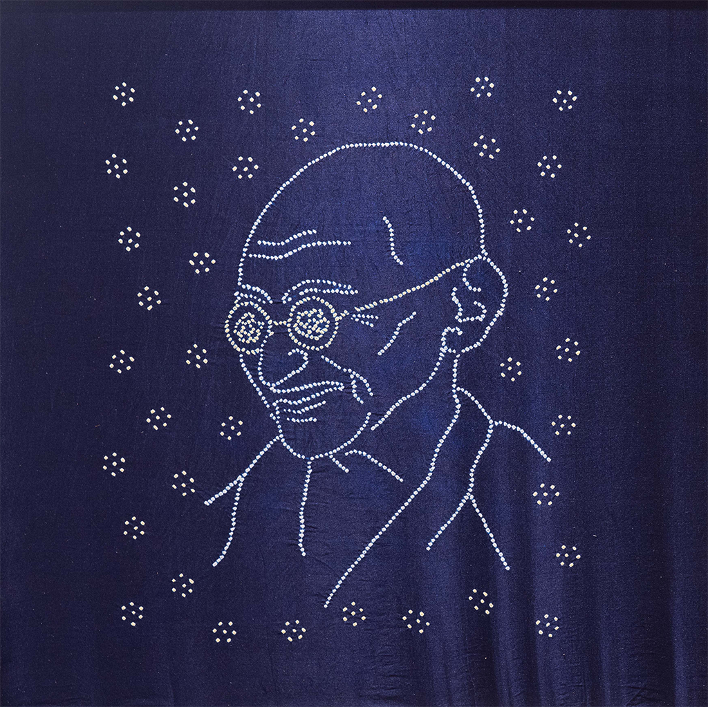 Gandhi's Portrait - Tapestry in Bandhini
