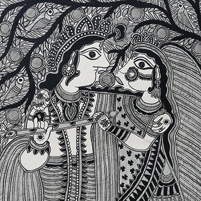 Godna painting "lord Radha & Krishna" by Ranjit Paswan
