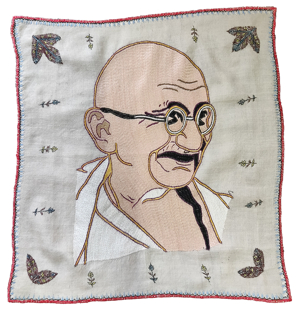 Mahatma Gandhi's Portrait - Sujni Embroidery