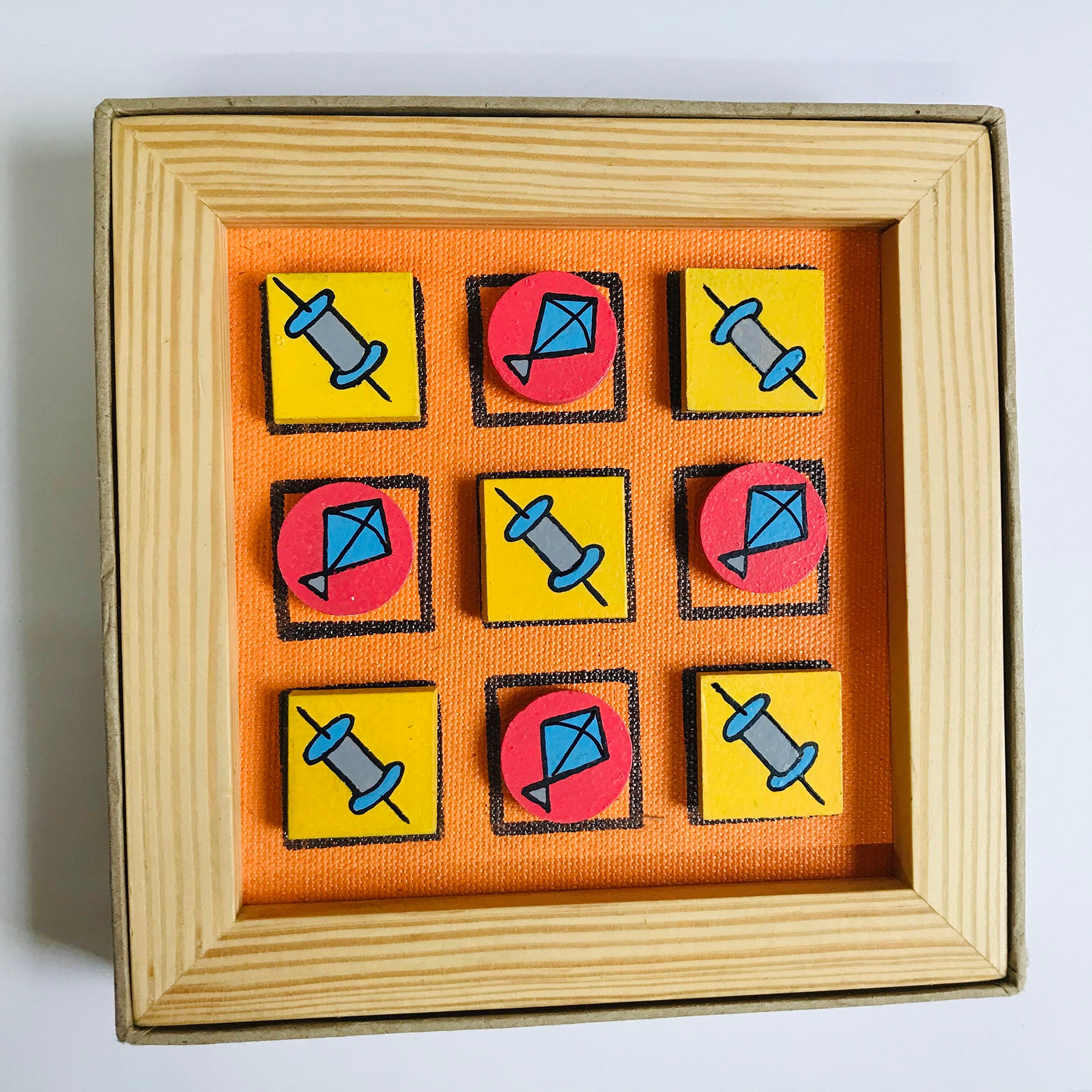 Handpainted Noughts and Crosses (Tic Tac Toe) board game