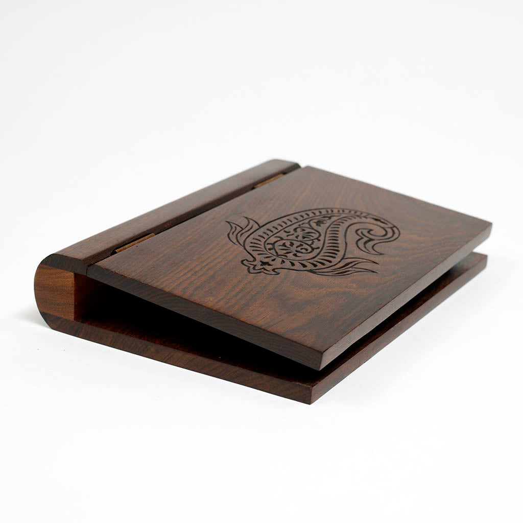 Wooden carved clipboard with folded cover. A5 size.