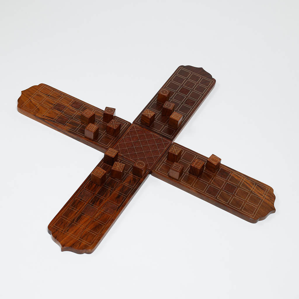 Wood Carved with Inlay- Wooden Chopad Game